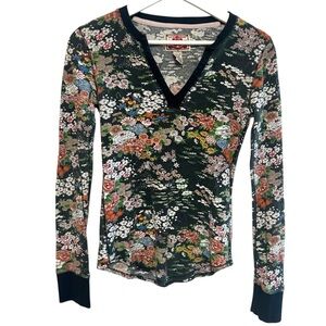 lucky brand waffle thermal S Asian floral print cotton
Henley v-neck boho indie